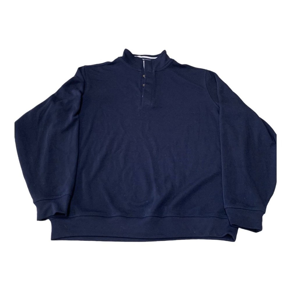 FOOTJOY 1/4 Button Polyester Sweater Golf Pullover Men’s Large Blue Long Sleeve